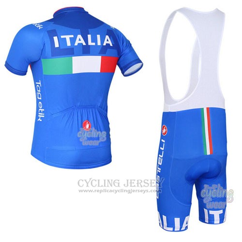 2016 Cycling Jersey Italy White and Blue Short Sleeve and Bib Short